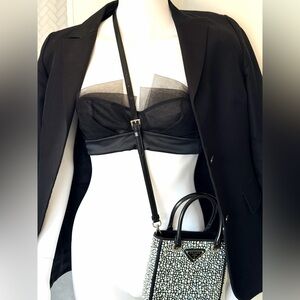 LA PERLA LAYER SATIN BLACK BRA WITH NETTING